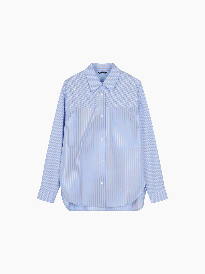 Light blue striped oversized shirt - sisley k shirts - Light Blue | Sisley K image number 1